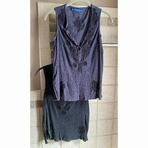 Set of 2 Sleeveless Kurta Tops, black & purple, small, Mexicali Blues